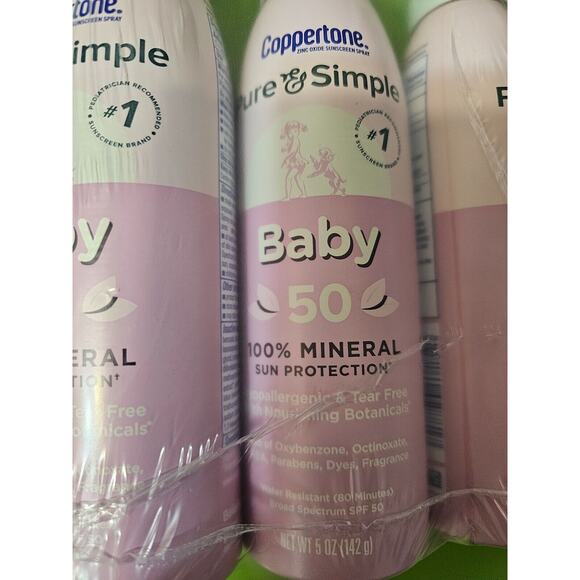 Lot of 3 Coppertone Water Babies Pure And Simple Sunscreen 5 OZ each SPF 50 - Picture 3 of 3